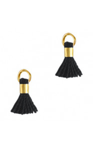 Ibiza style mini Tassel 0.7cm Gold-black